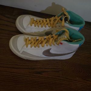 Yellow,floral,teal ,Nike blazers